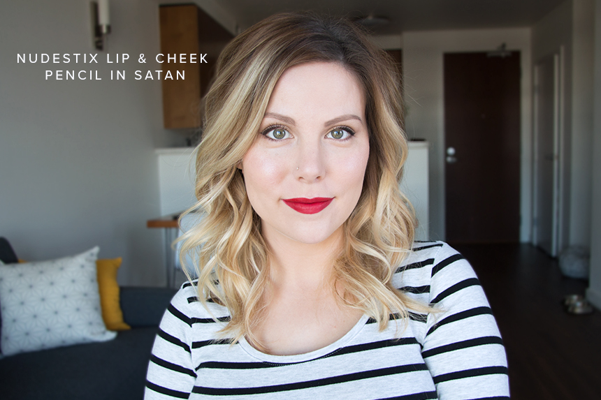 nudestix lip cheek pencil satan review