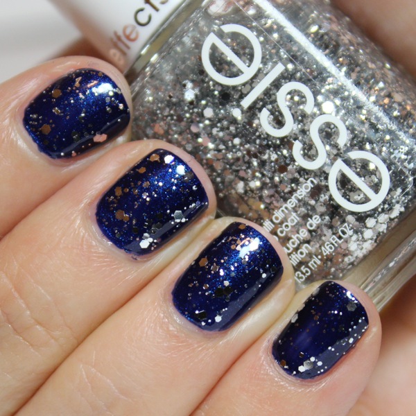 silver and blue nails